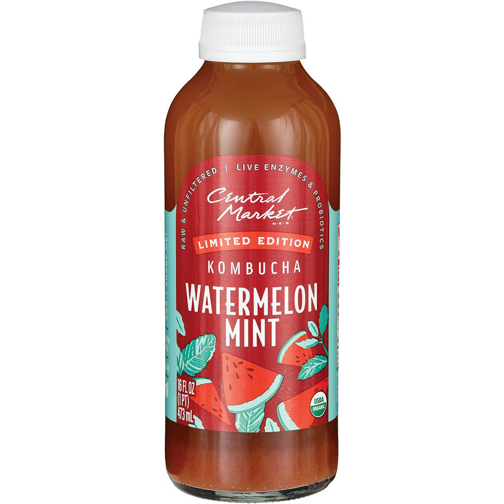 Central Market Organic Kombucha - Watermelon Mint, 16 oz