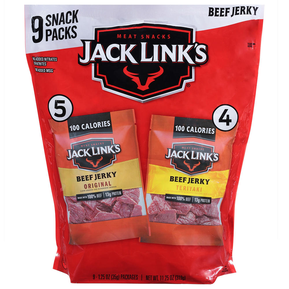 Jack Link's 13g Protein Original & Teriyaki Beef Jerky Variety Pack, 9 ct
