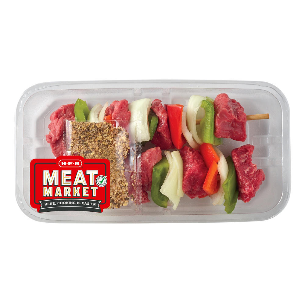 H-E-B Meat Market Beef Sirloin Kabobs - Steak Seasoning, Avg. 1.02 lbs