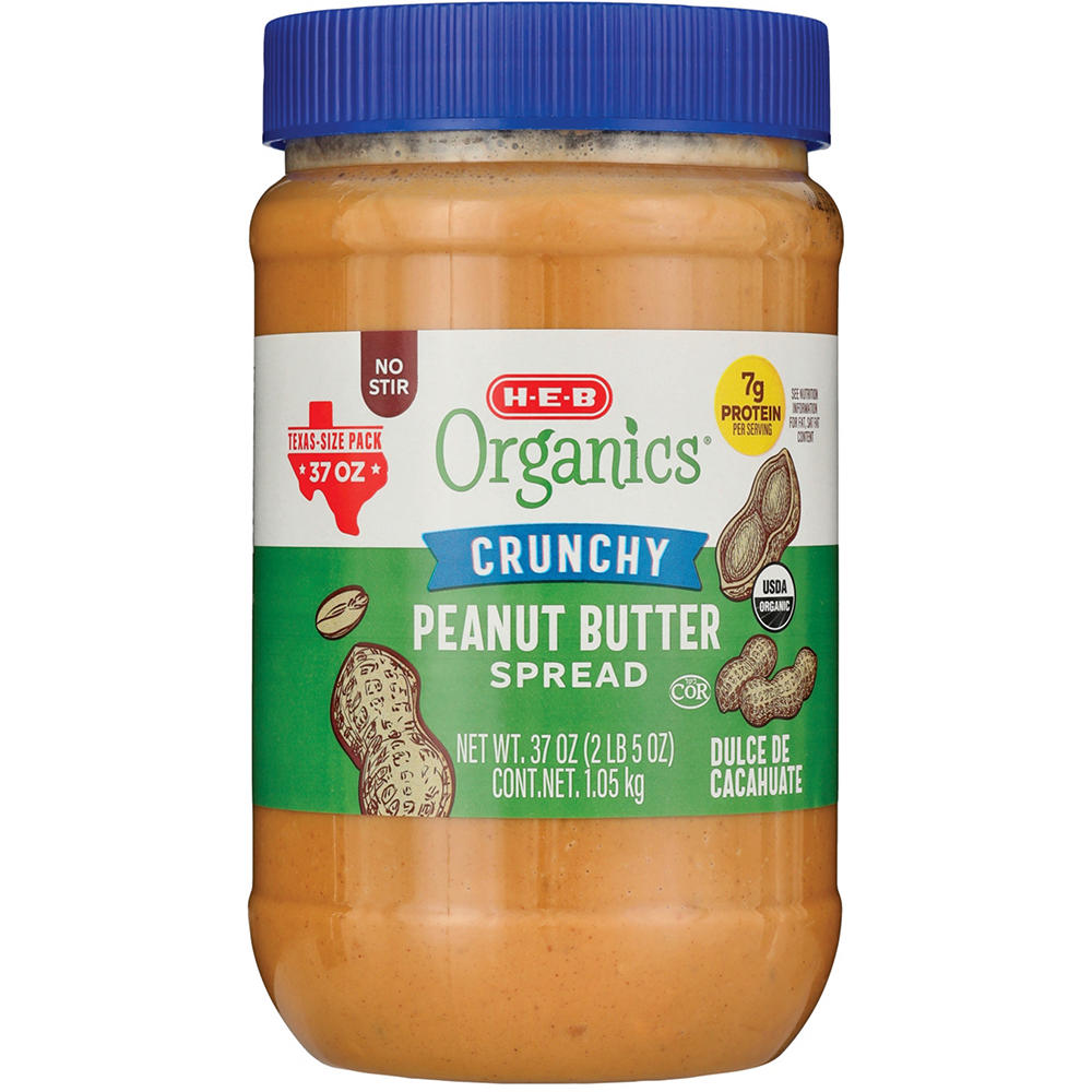 H-E-B Organics 7g Protein Crunchy Peanut Butter – Texas-Size Pack, 37 oz