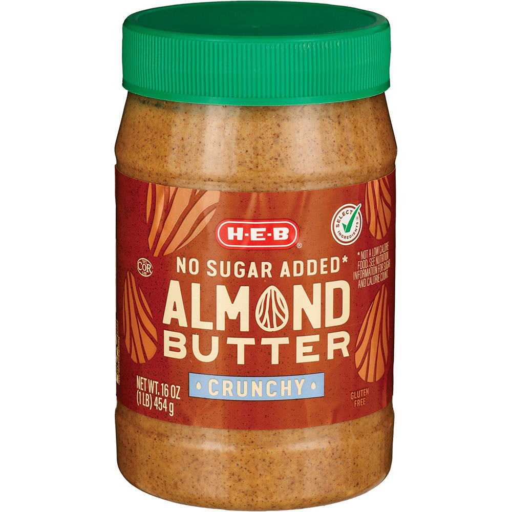 H-E-B No Sugar Added Crunchy Almond Butter, 16 oz