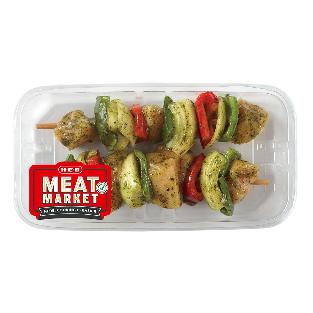 H-E-B Meat Market Marinated Chicken Kabobs - Wild Garlic, Avg. 1.22 lbs