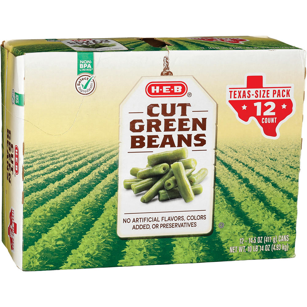 H-E-B Cut Green Beans - Texas-Size Pack, 12 ct