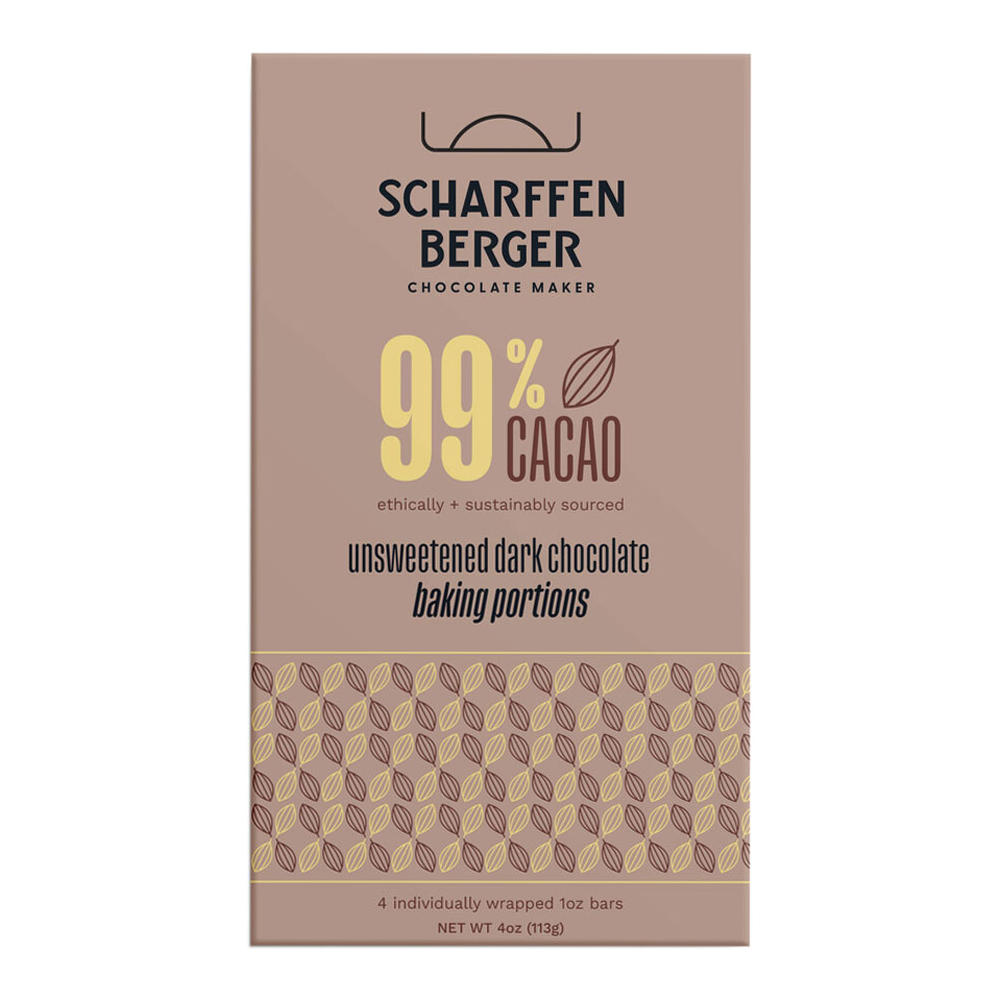 Scharffen Berger 99% Cacao Unsweetened Dark Chocolate Baking Portions, 4 oz