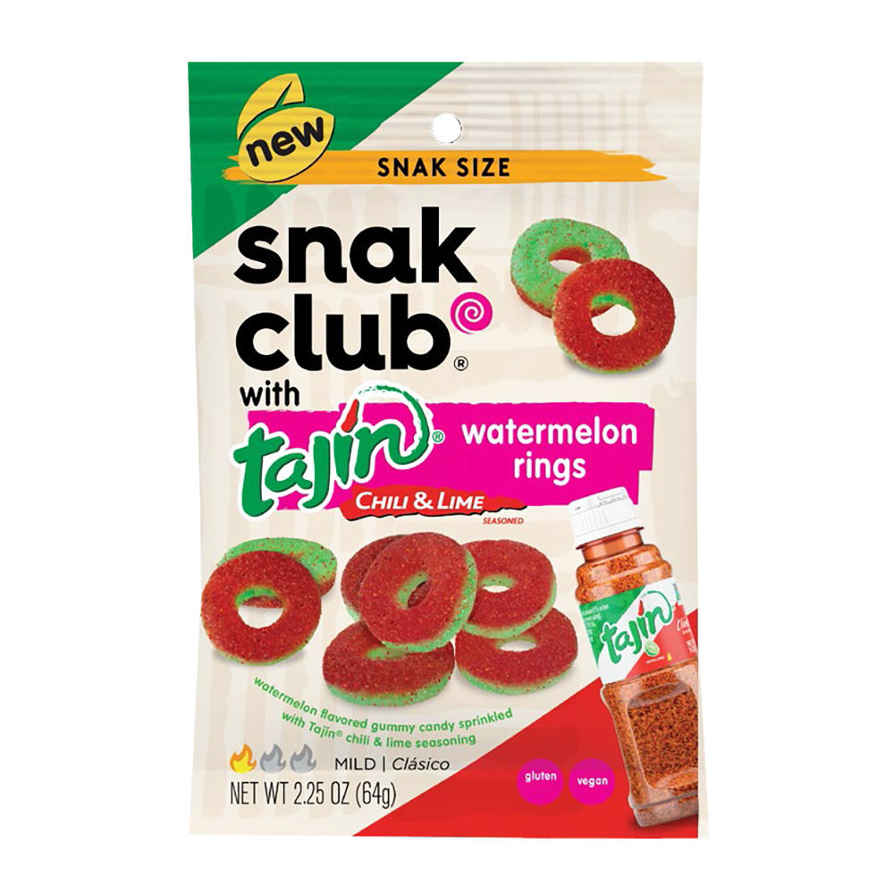 Snak Club Watermelon Rings Gummy Candy with Tajin, 2.25 oz