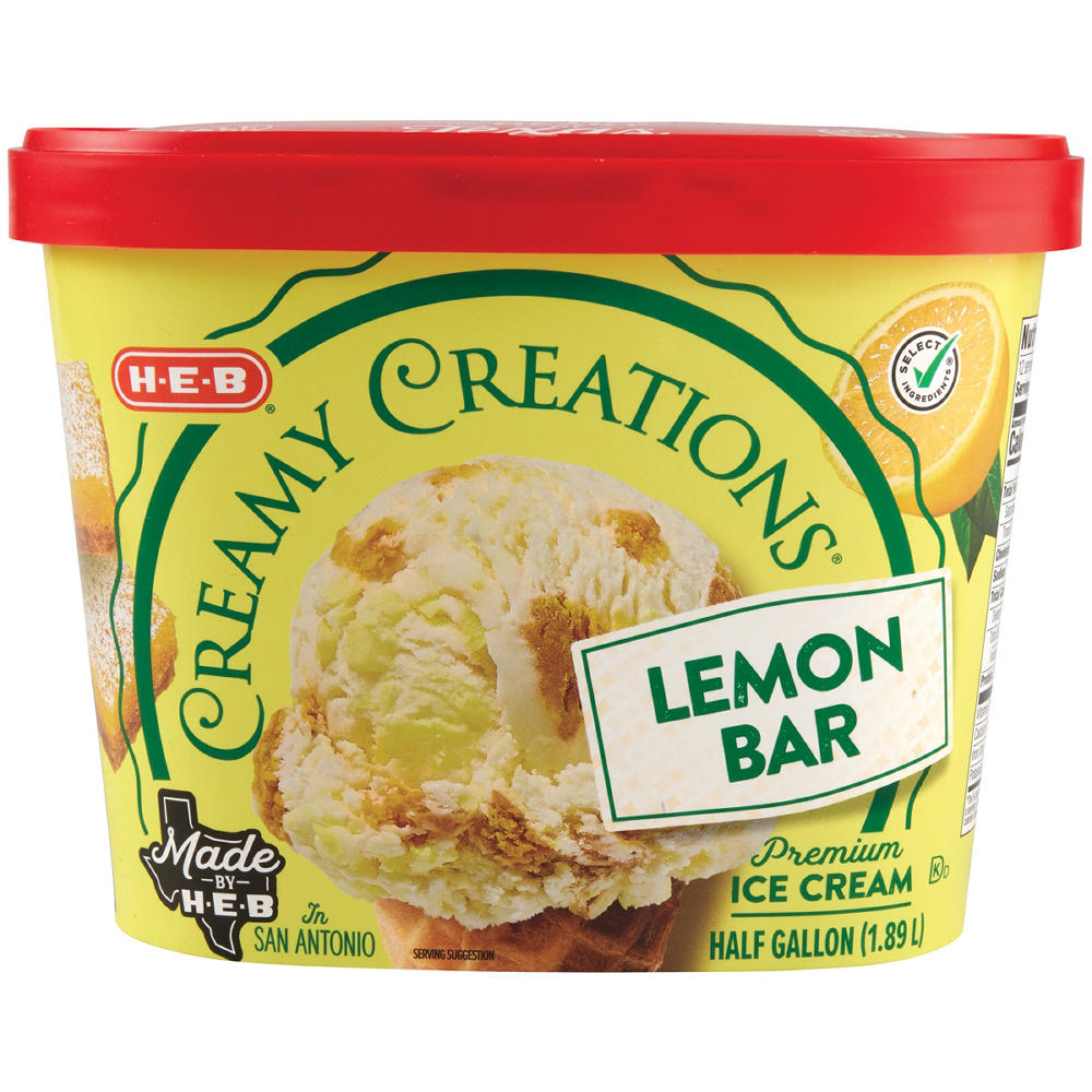 H-E-B Creamy Creations Lemon Bar Ice Cream, 1/2 gal
