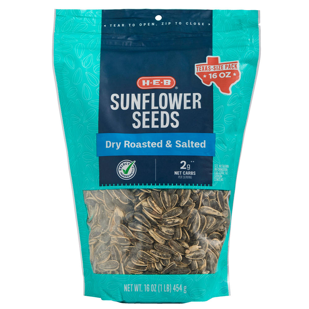 H-E-B Dry Roasted Salted Sunflower Seeds - Texas Size Pack, 16 oz