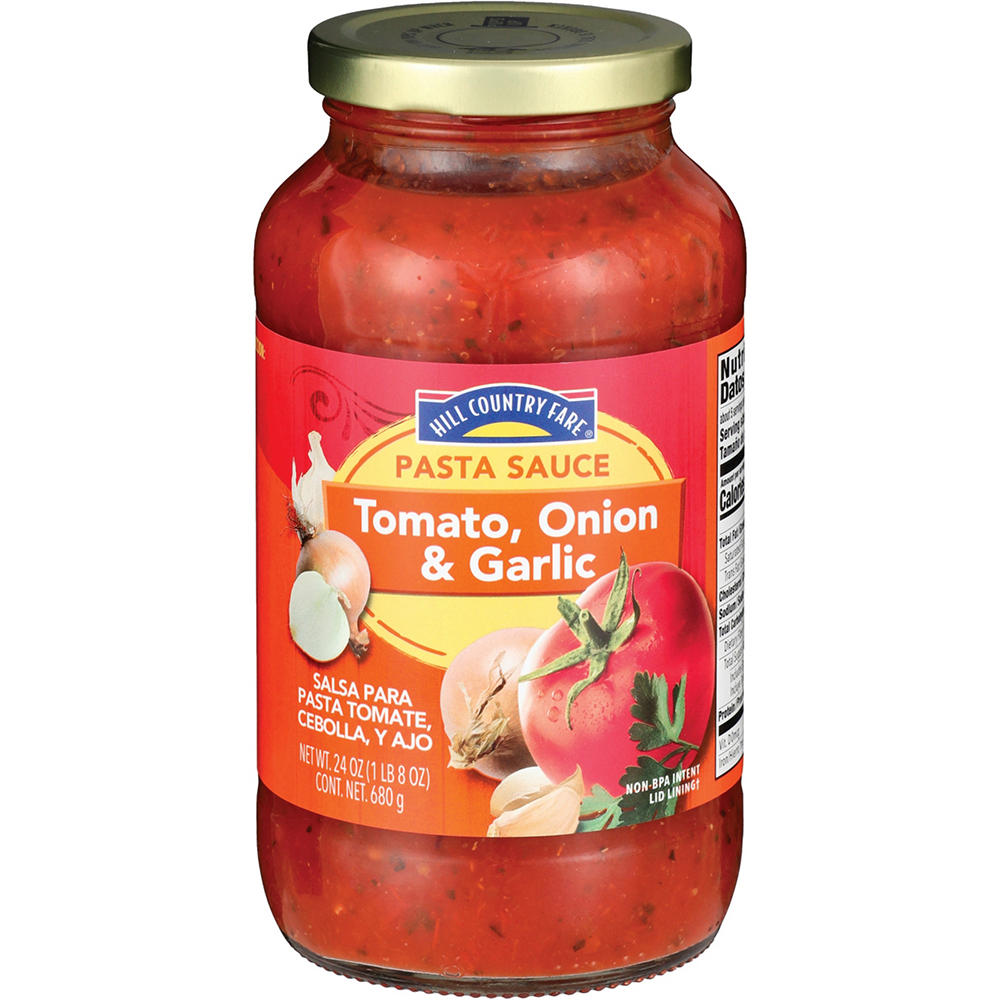 Hill Country Fare Pasta Sauce - Tomato, Garlic & Onion, 24 oz