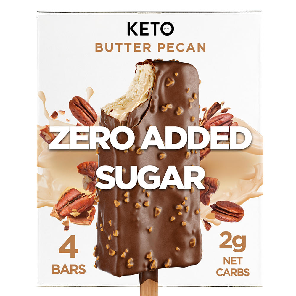 Keto Pint Zero Added Sugar Butter Pecan Ice Cream Bars, 4 ct