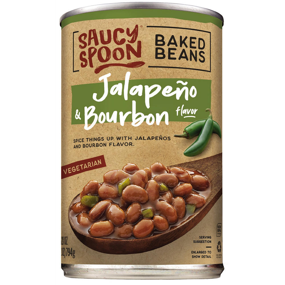 Saucy Spoon Baked Beans Jalapeño & Bourbon Flavor, 28 oz