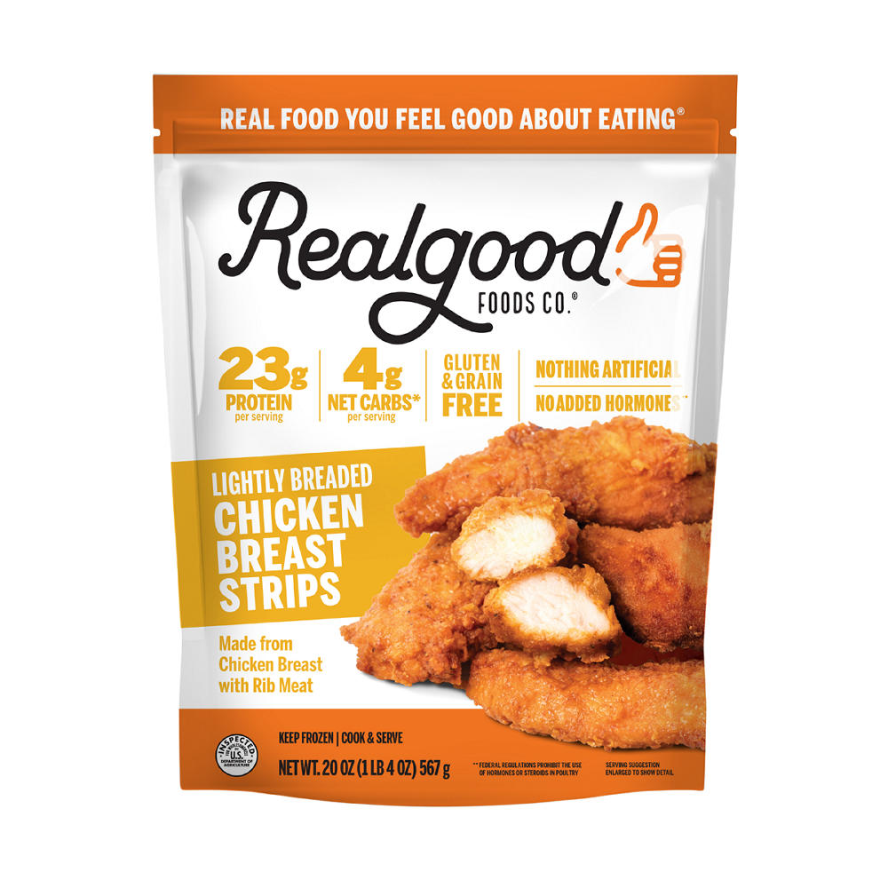 Real Good Foods Co. Frozen Lightly Breaded Chicken Strips, 20 oz