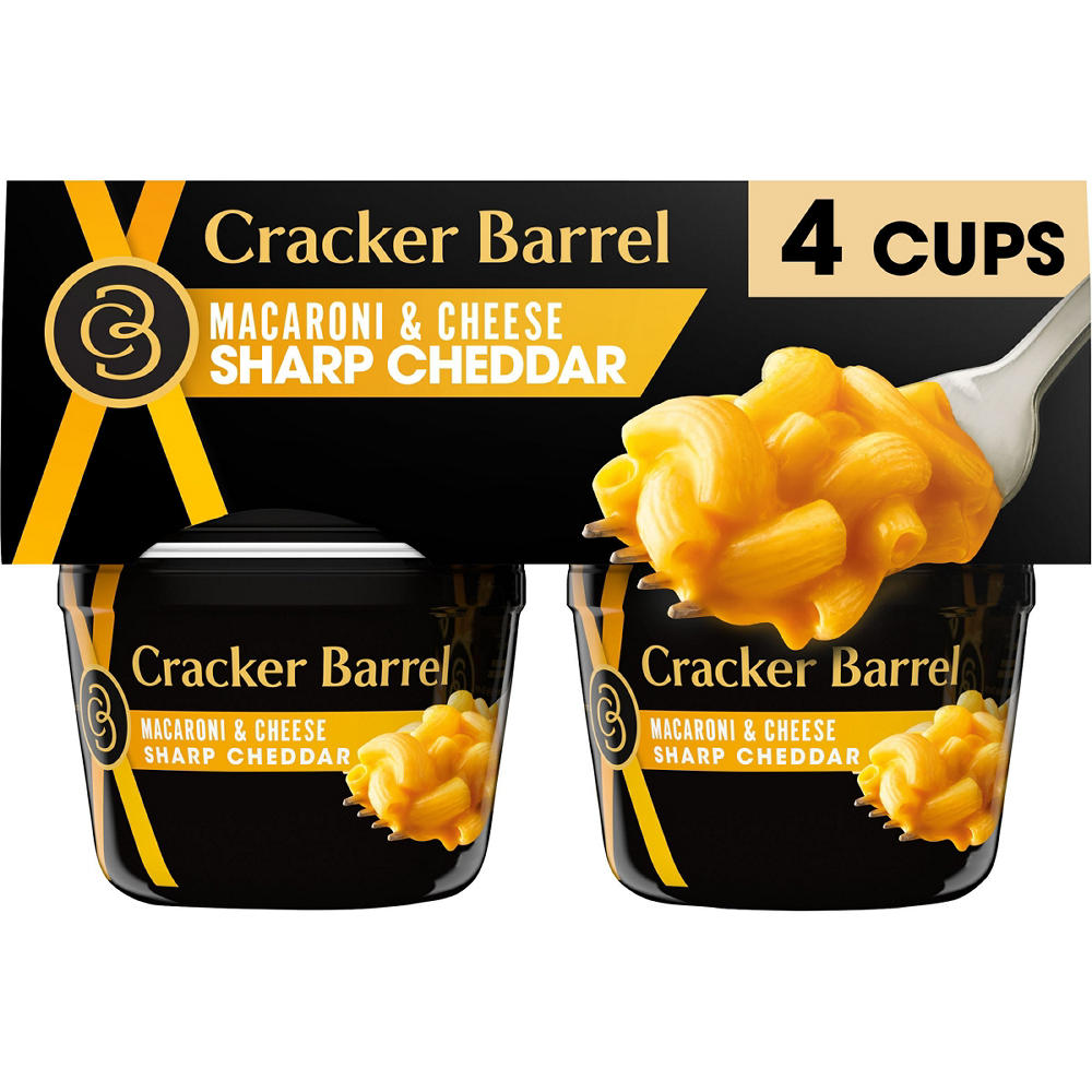 Cracker Barrel Macaroni & Cheese Sharp Cheddar Cups, 4 ct