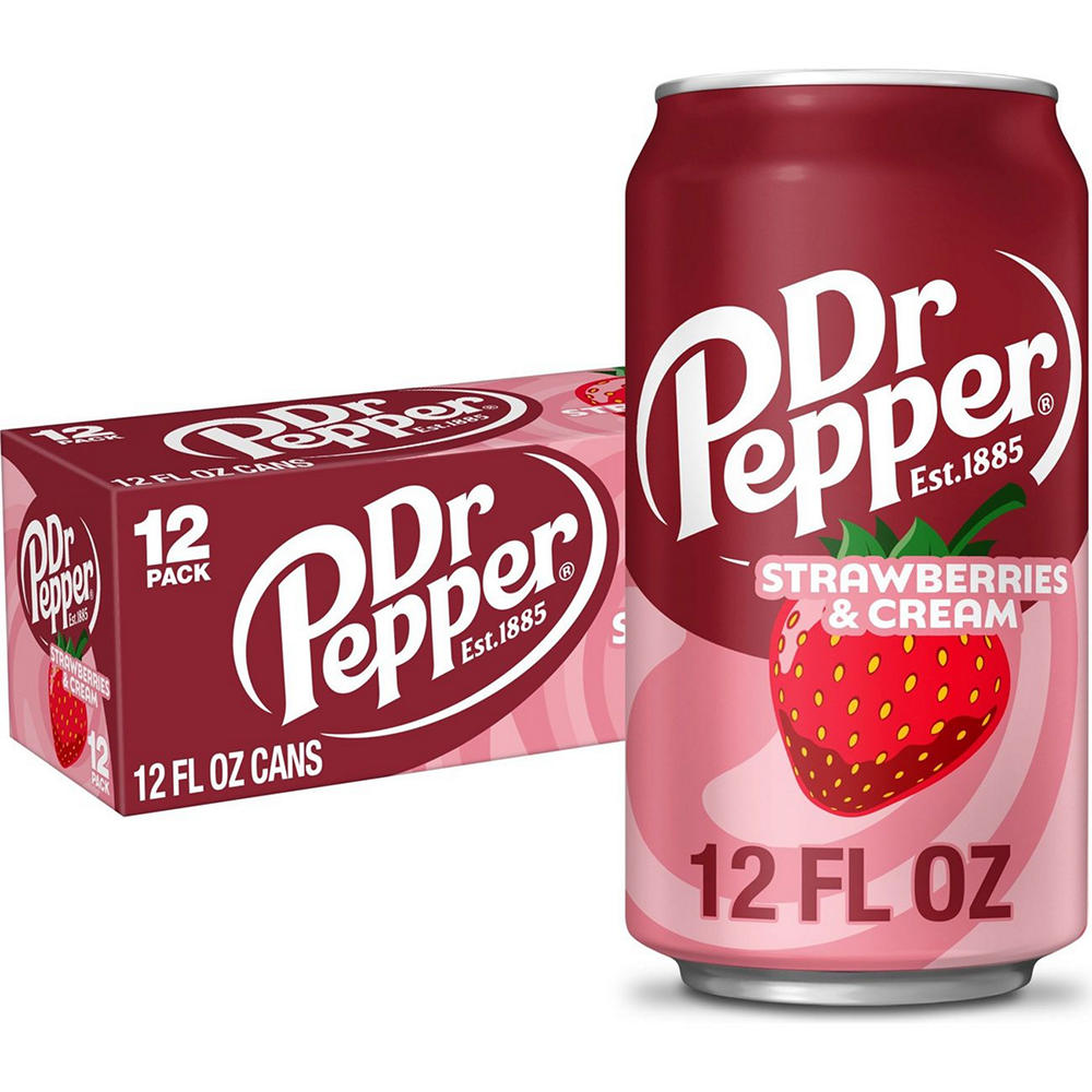 Dr Pepper Strawberries & Cream Soda 12 pk Cans, 12 oz