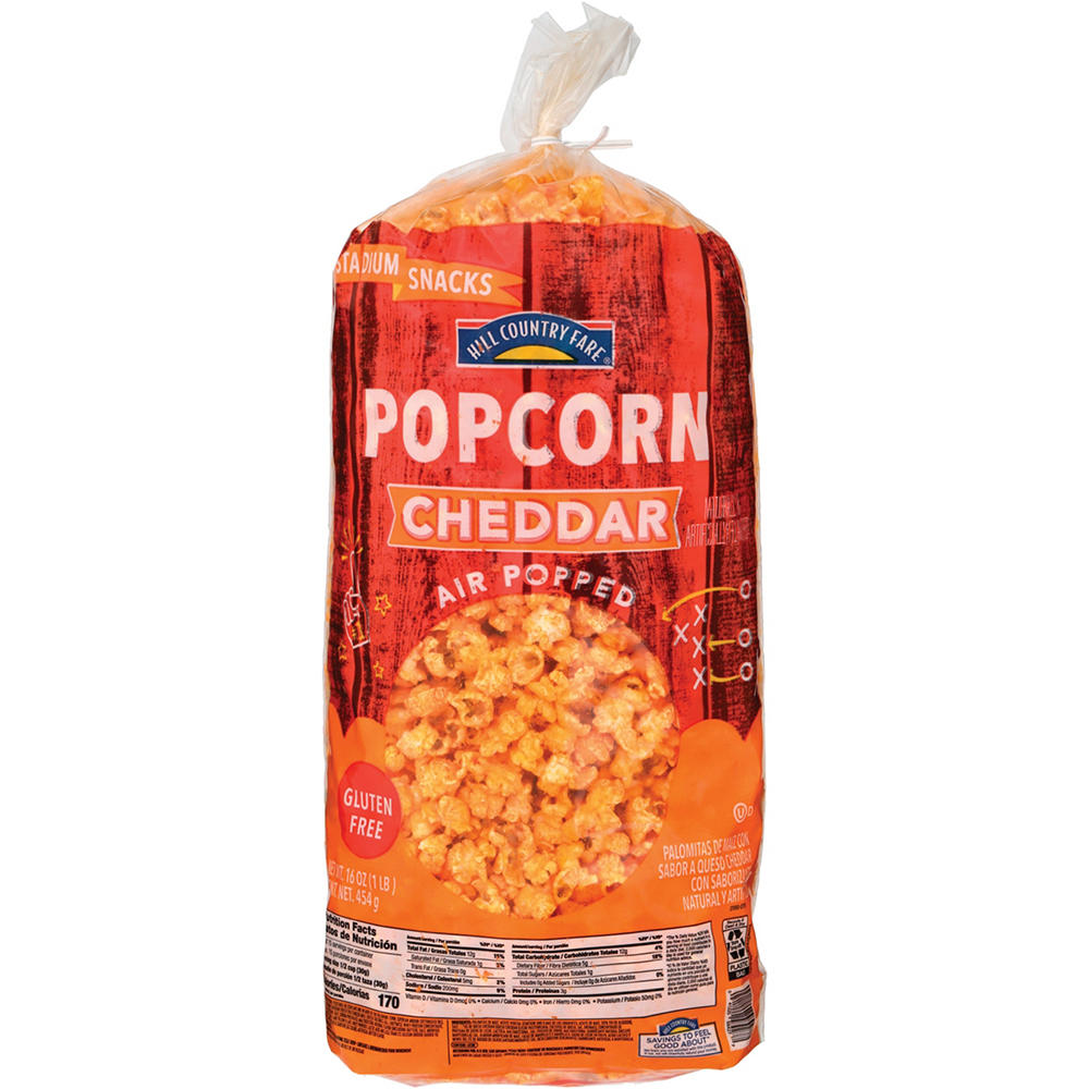 Hill Country Fare Stadium Snacks Air Popped Popcorn - Cheddar, 16 oz