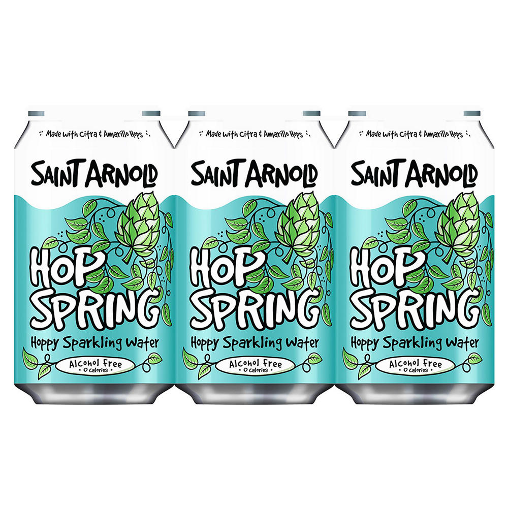 Saint Arnold Non Alcoholic Hop Spring Hoppy Sparkling Water Craft Beer 6 pk Cans, 12 oz