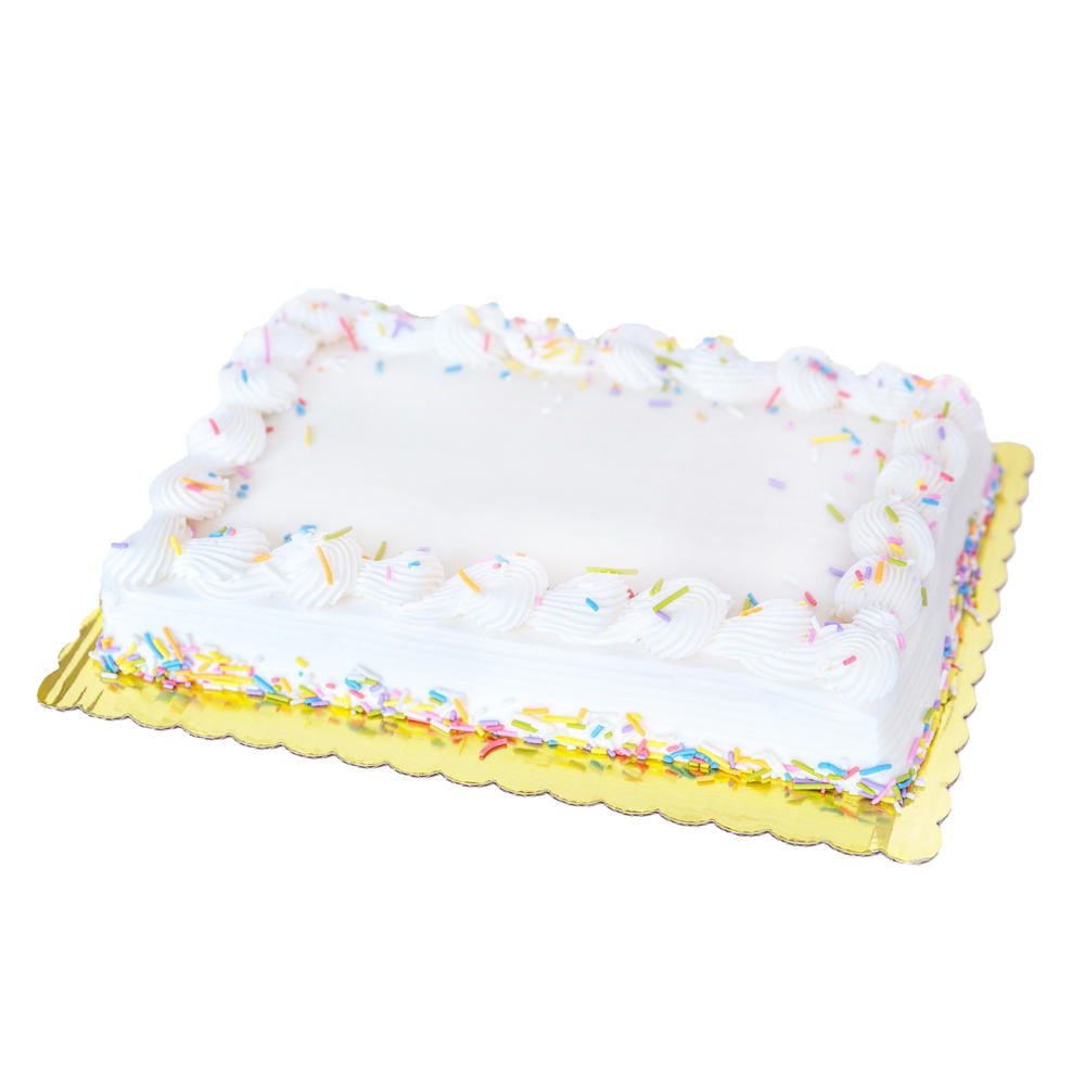 Baker Maid White Buttercream Sprinkle Birthday Cake, 1/4 Sheet