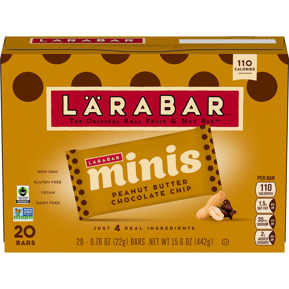LÄRABAR Minis Fruit & Nut Snack Bars - Peanut Butter Chocolate Chip, 20 ct