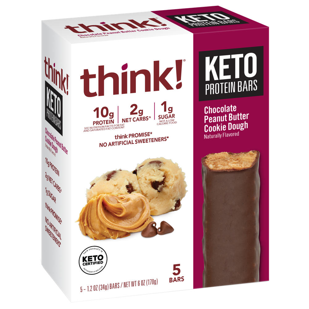 think! Keto 10g Protein Bars - Chocolate Peanut Butter Cookie Dough, 5 ct