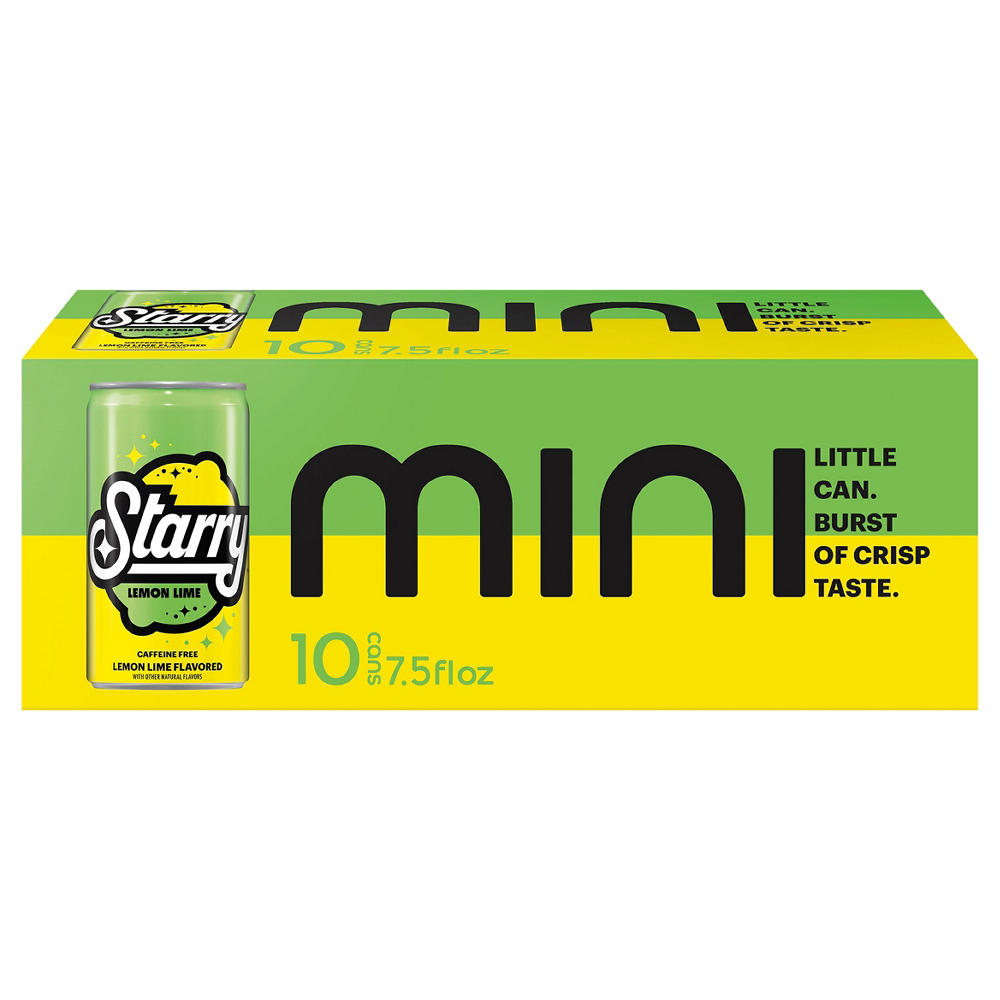 Starry Lemon Lime Soda Soft Drink 10 pk Mini Cans, 7.5 oz