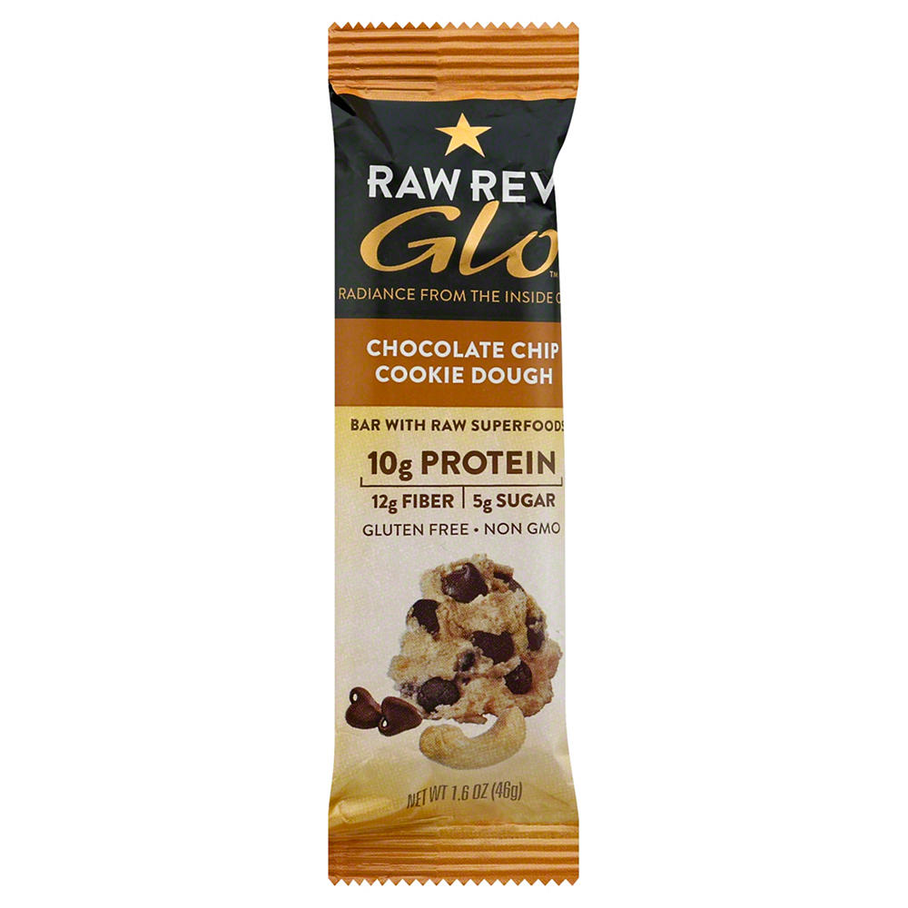 RawRev Glo 10g Protein Bar - Chocolate Chip Cookie Dough, 1.6 oz