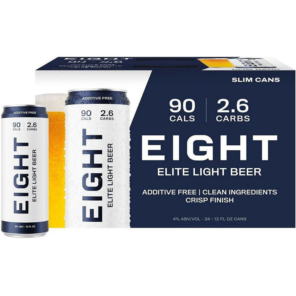 Eight Elite Light Lager Beer 24 pk Cans, 12 oz