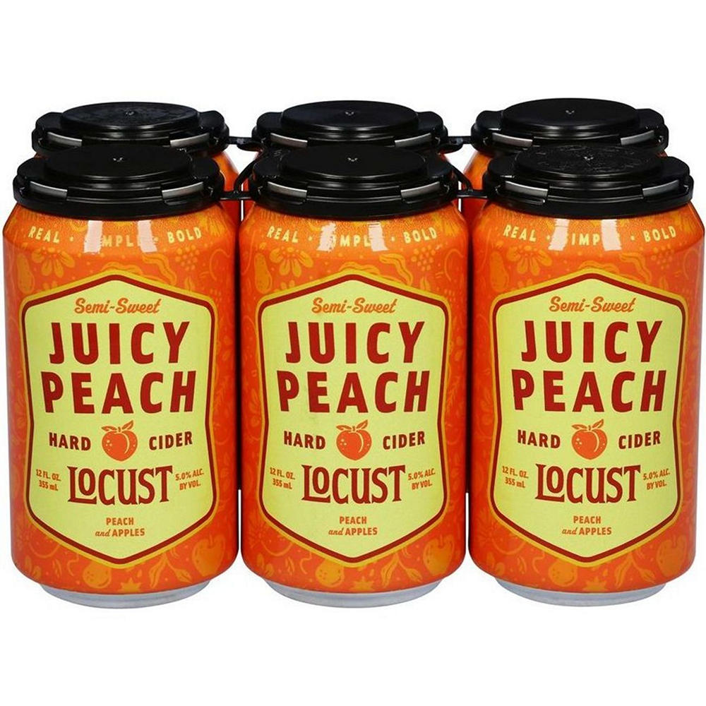Locust Cider Juicy Peach Hard Cider 6 pk Cans, 12 oz