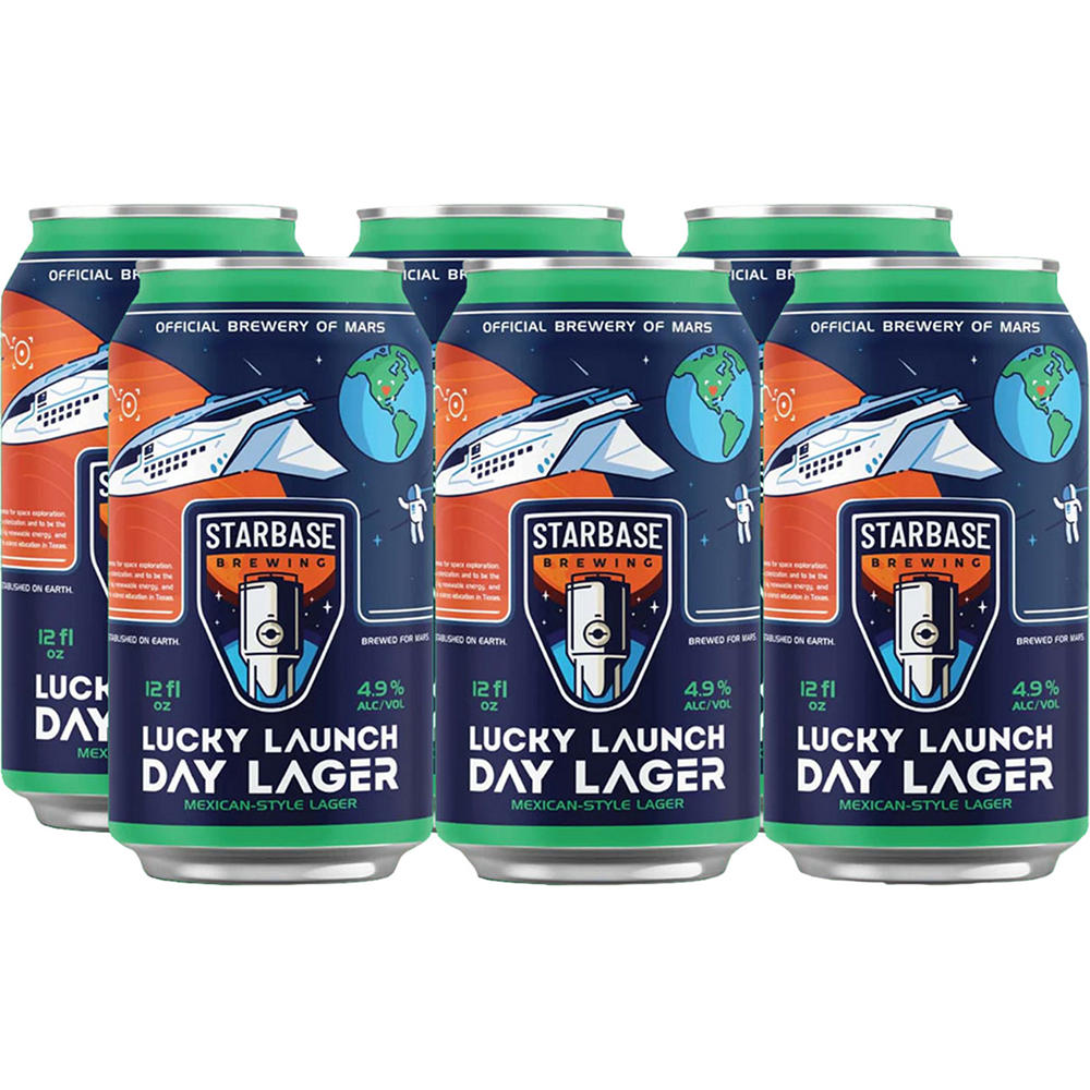 Starbase Brewing Lucky Launch Day Lager Craft Beer 6 pk Cans, 12 oz