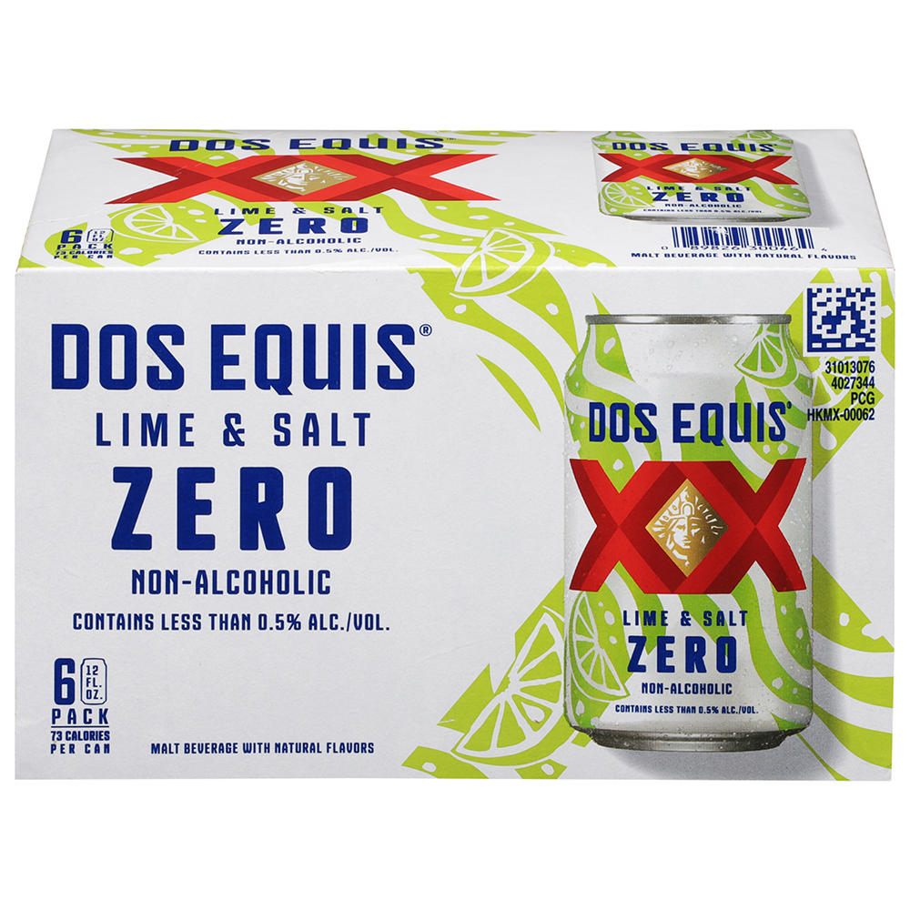 Dos Equis Non Alcoholic Zero Lime & Salt Beer 6 pk Cans, 12 oz