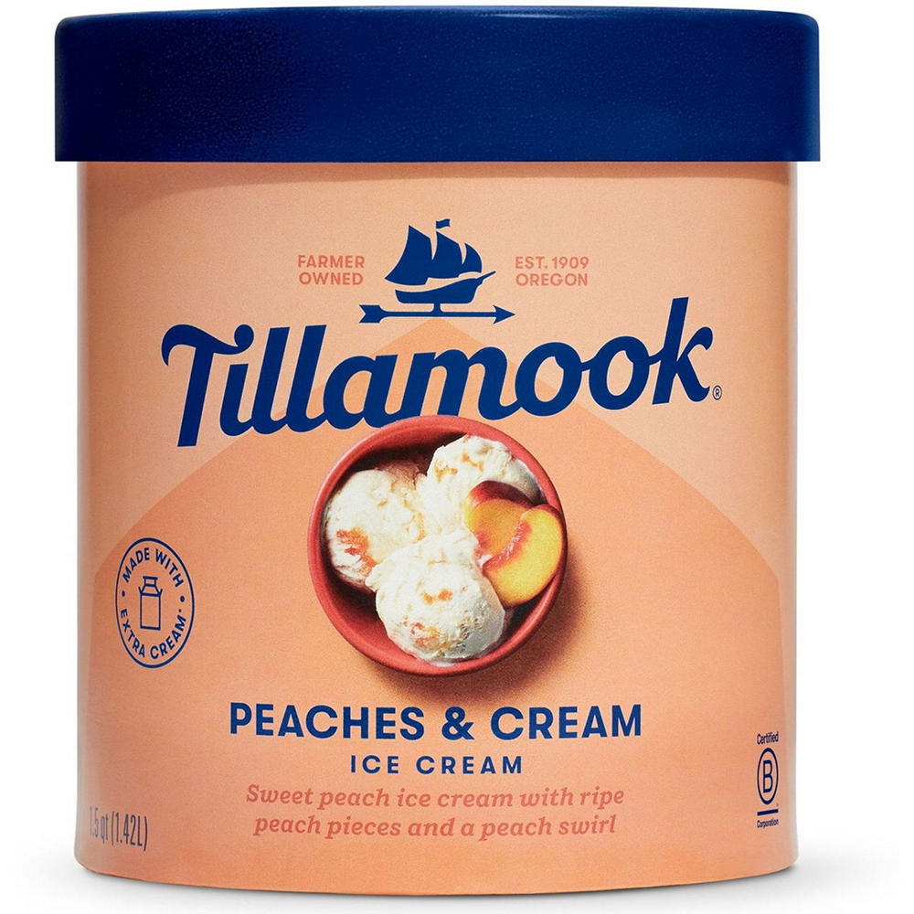 Tillamook Peaches & Cream Ice Cream, 1.5 qt