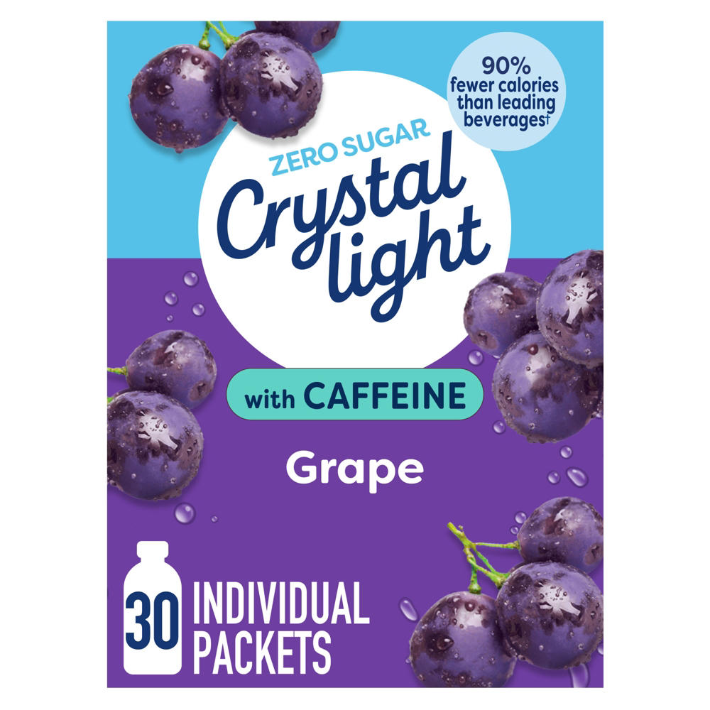 Crystal Light with Caffeine On the Go Drink Mix - Grape, 30 ct