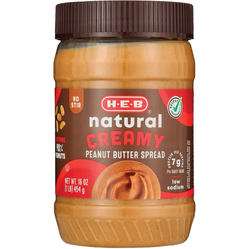 H-E-B Natural 7g Protein Creamy Peanut Butter, 16 oz