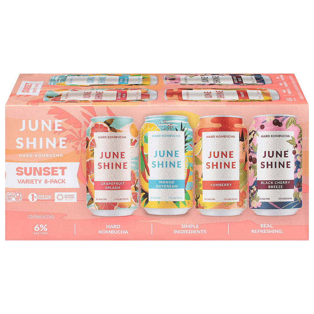 June Shine Sunset Hard Kombucha Variety 8 pk Cans, 12 oz