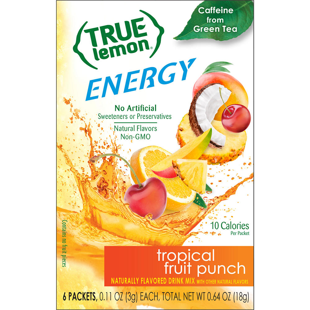True Lemon Energy Drink Mix Packets - Tropical Fruit Punch, 6 ct