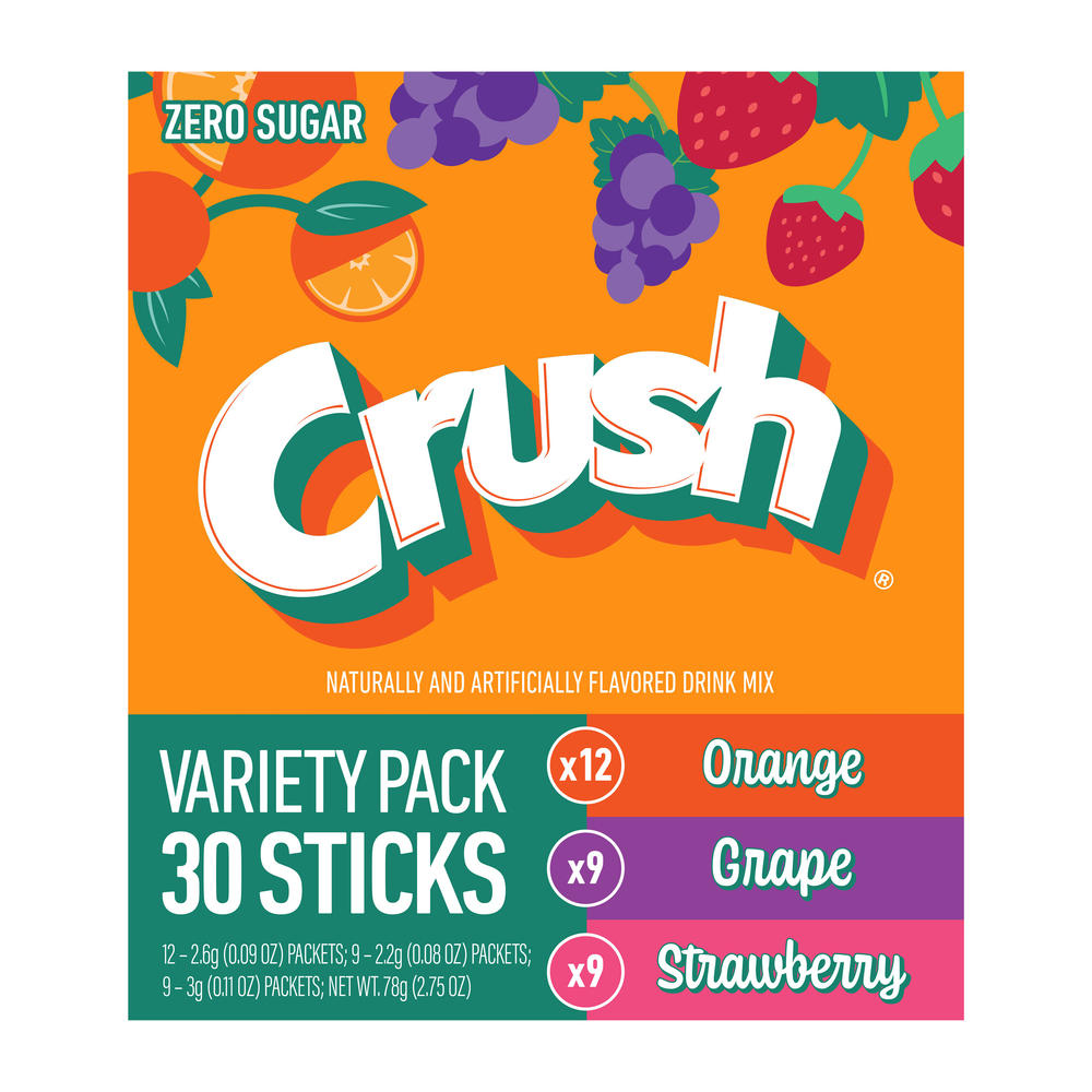 Crush Sugar Free Powder Drink Mix Packets - Variety Pack, 30 ct
