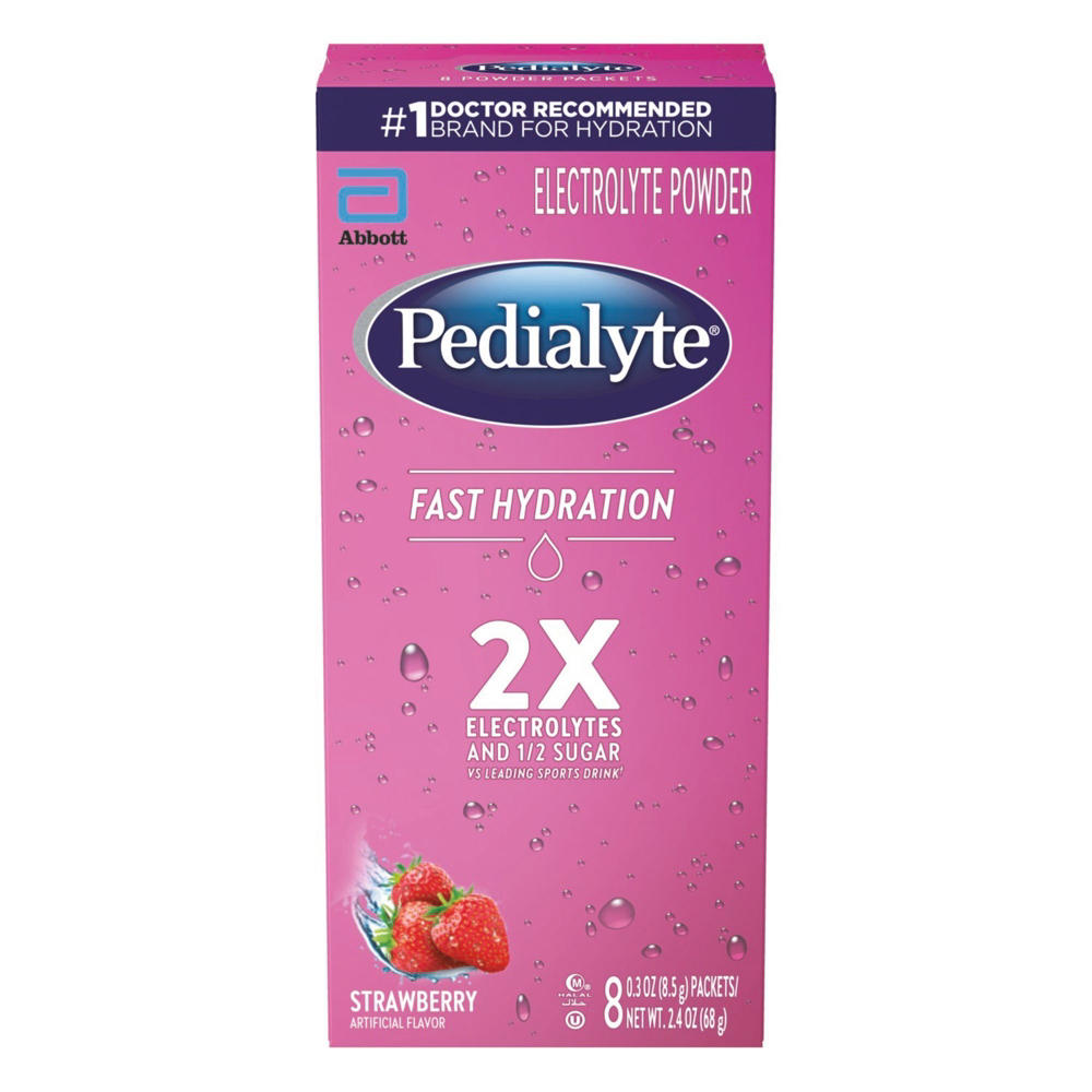 Pedialyte Fast Hydration Electrolyte Packets - Strawberry, 8 ct