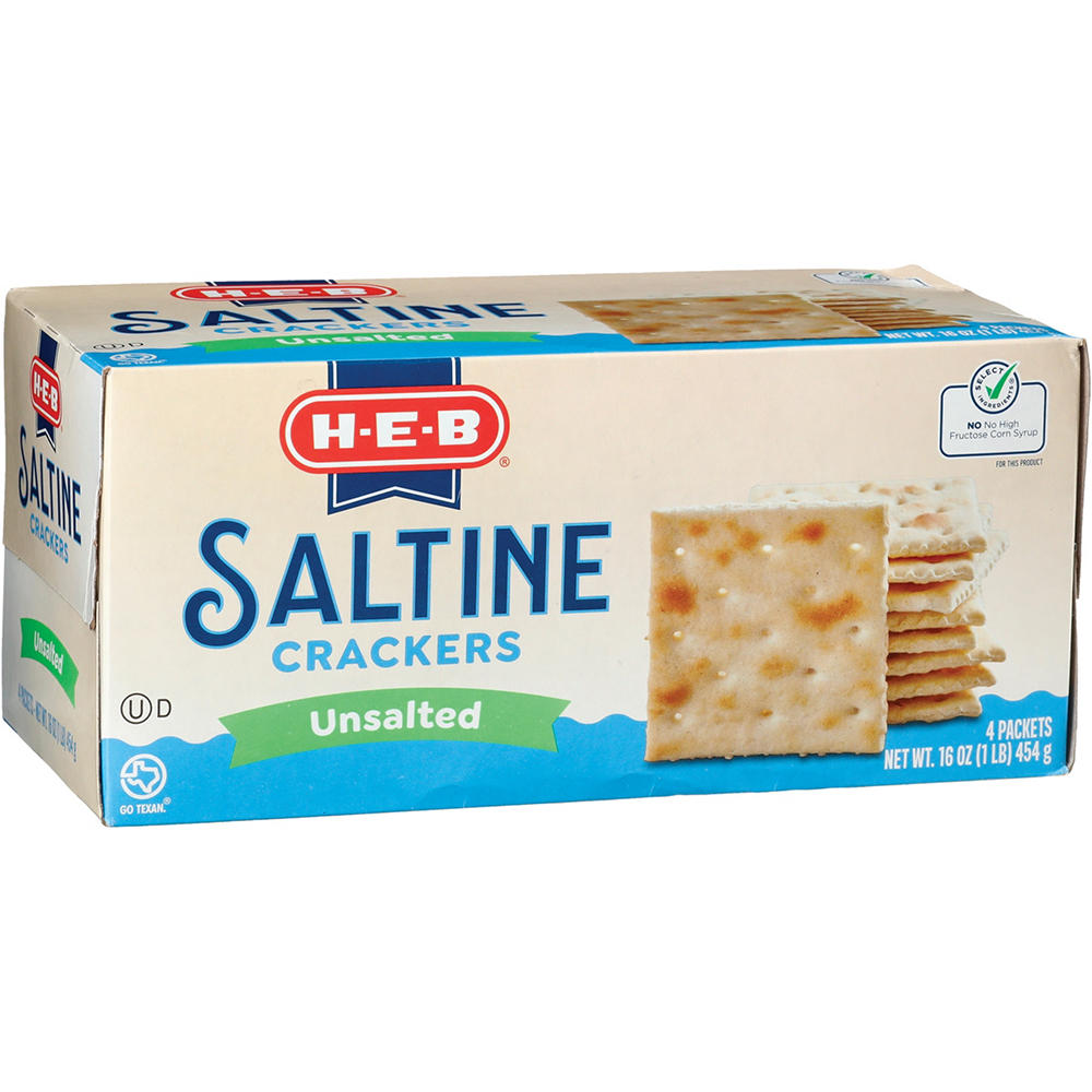 H-E-B Saltine Crackers - Unsalted, 16 oz