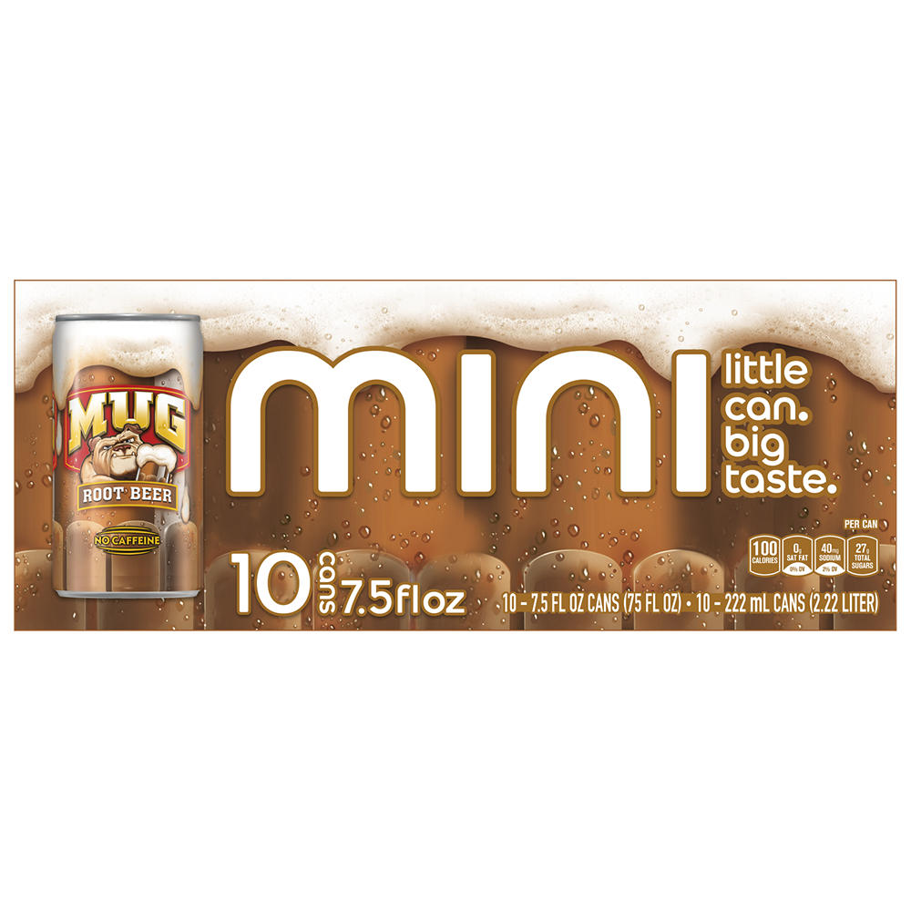 Mug Root Beer Soda Soft Drink 10 pk Cans, 7.5 oz