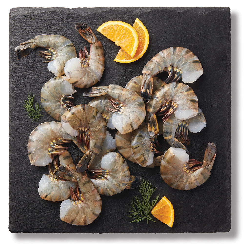 H-E-B Fish Market Easy Peel Extra Jumbo Black Tiger Raw Shrimp, 16 - 20 ct/lb, lb