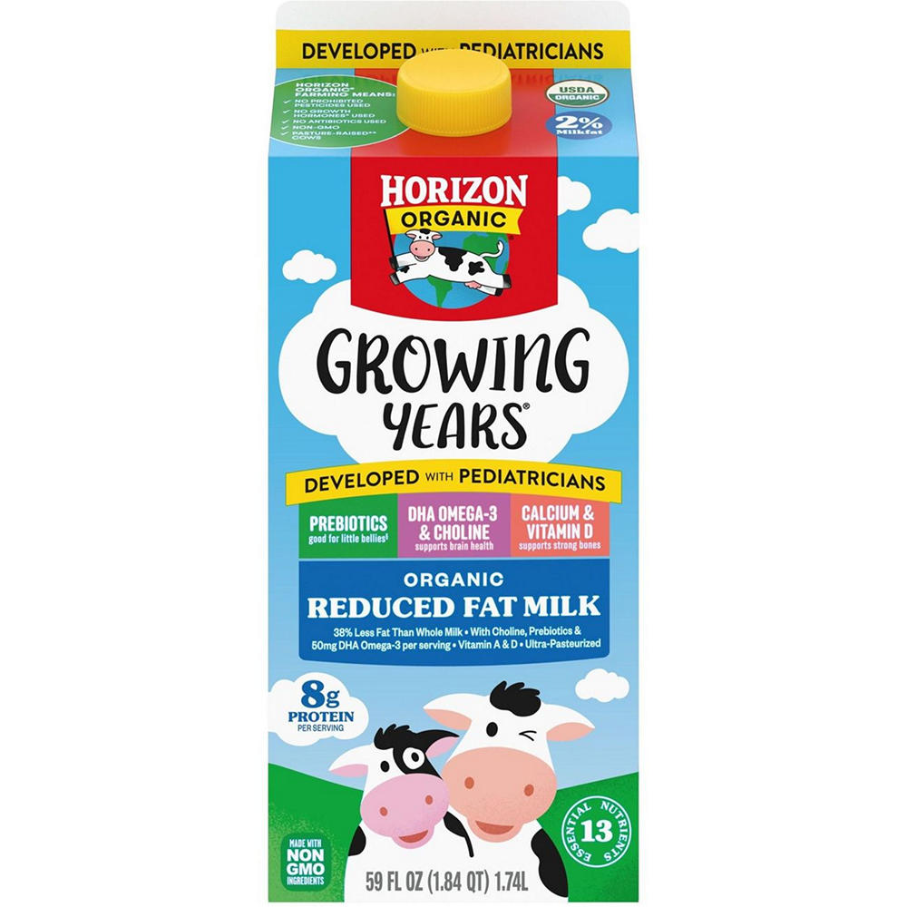 Horizon Organic Growing Years 2% Reduced Fat Prebiotics DHA Choline Milk, 59 oz
