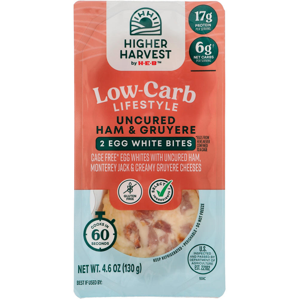 Higher Harvest by H-E-B Low-Carb Lifestyle Egg White Bites – Uncured Ham & Gruyere Cheese, 2 ct