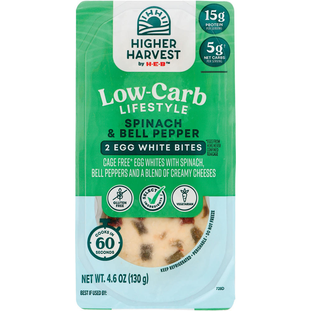 Higher Harvest by H-E-B Low-Carb Lifestyle Egg White Bites – Spinach & Bell Pepper, 2 ct