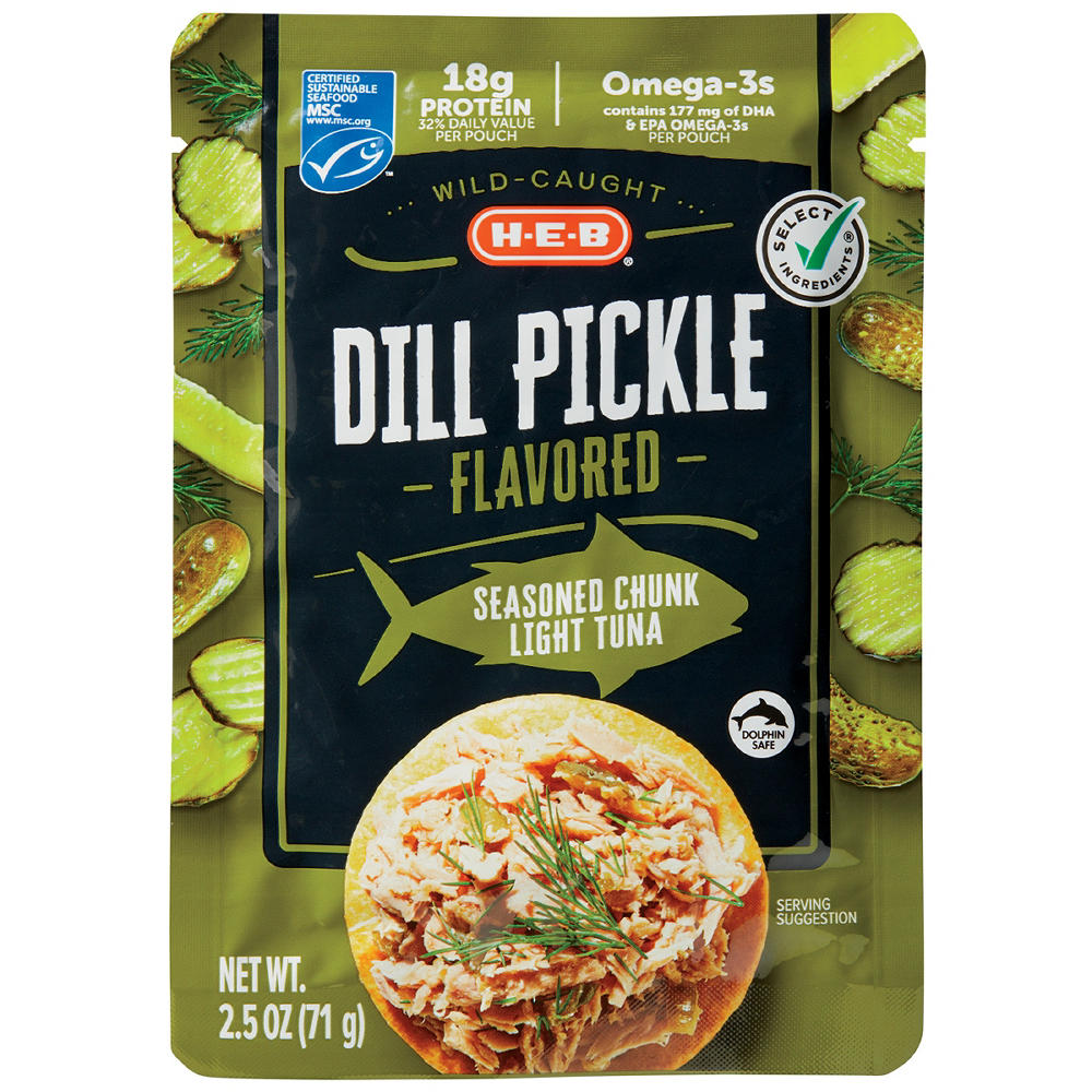 H-E-B Wild Caught Seasoned Chunk Light Tuna Pouch  - Dill Pickle, 2.5 oz