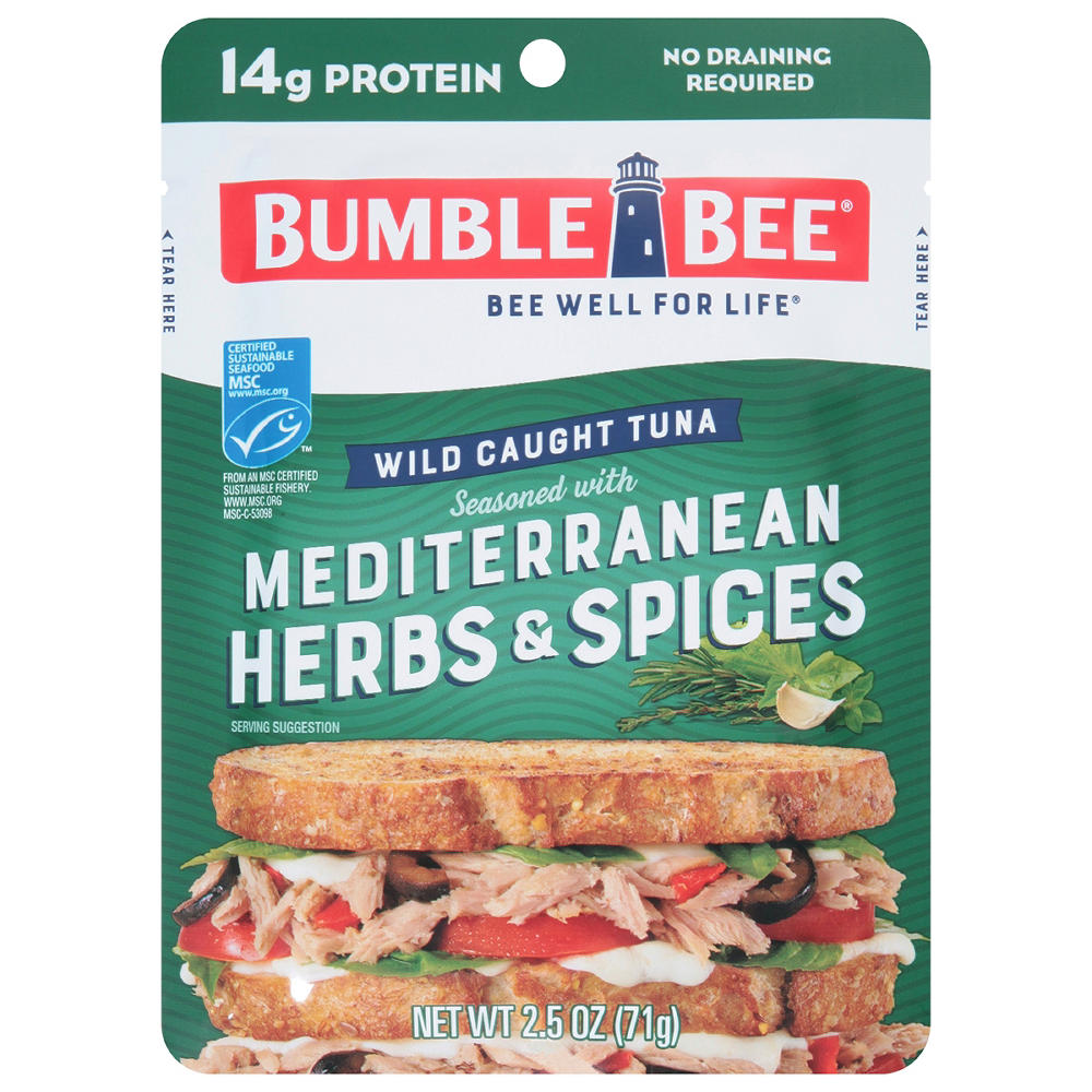 Bumble Bee Wild Caught Tuna Pouch - Mediterranean Herbs & Spice, 2.5 oz