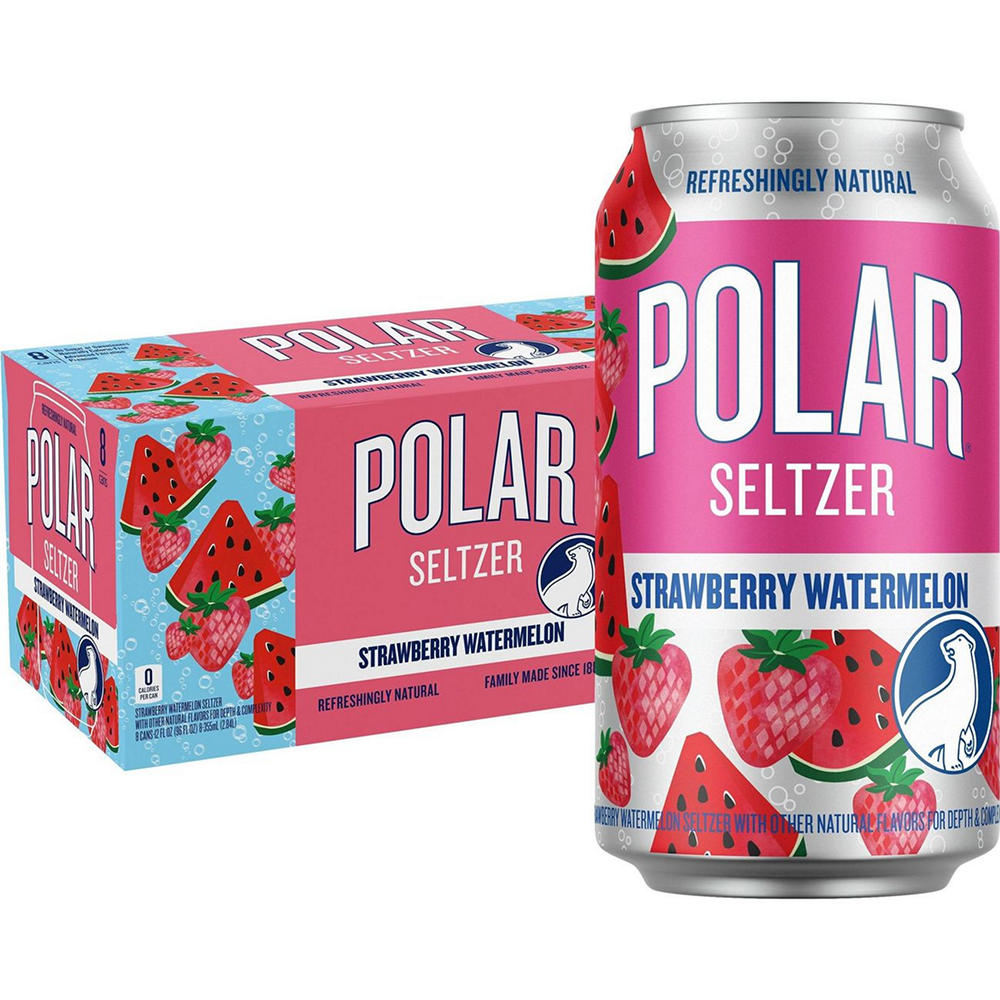 Polar Strawberry Watermelon Flavored Seltzer Water 8 pk Cans, 12 oz