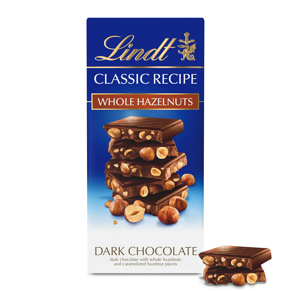Lindt Classic Recipe Dark Chocolate Whole Hazelnut Candy Bar, 5.3 oz