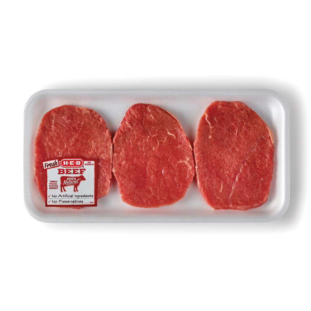 H-E-B Boneless Beef Eye of Round Steaks, Thin Cut - USDA Select, Avg. 0.72 lb
