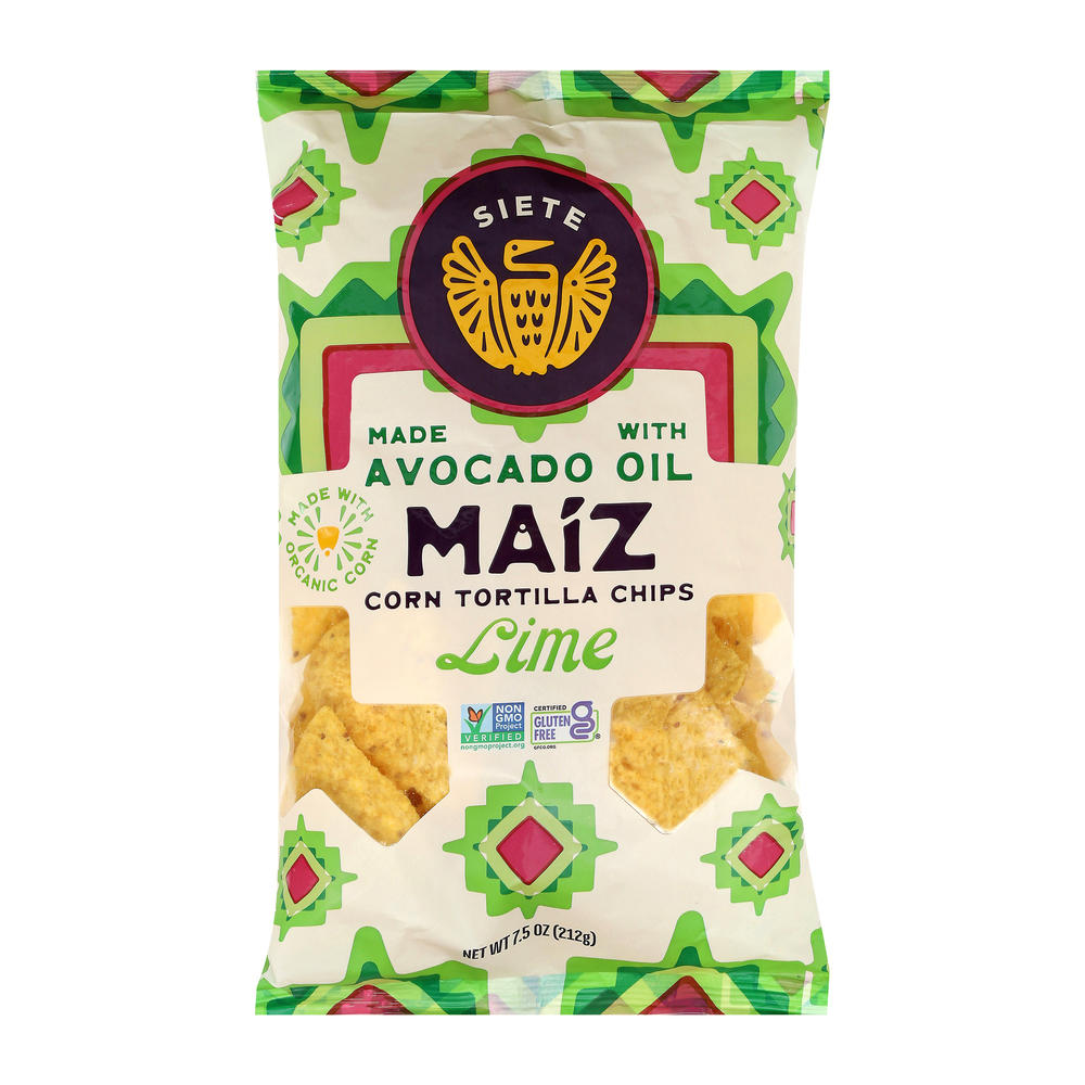 Siete Corn Tortilla Chips Maiz Totopos - Lime, 7.5 oz