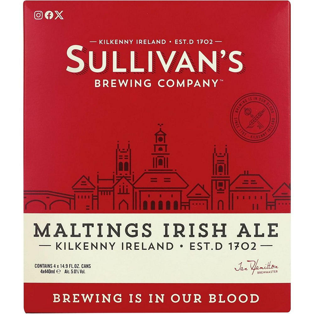 Sullivans Maltings Irish Ale Beer 4 pk Cans, 15 oz