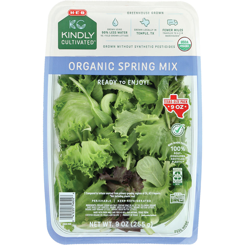 H-E-B Kindly Cultivated Fresh Organic Spring Mix Lettuce – Texas-Size Pack, 9 oz
