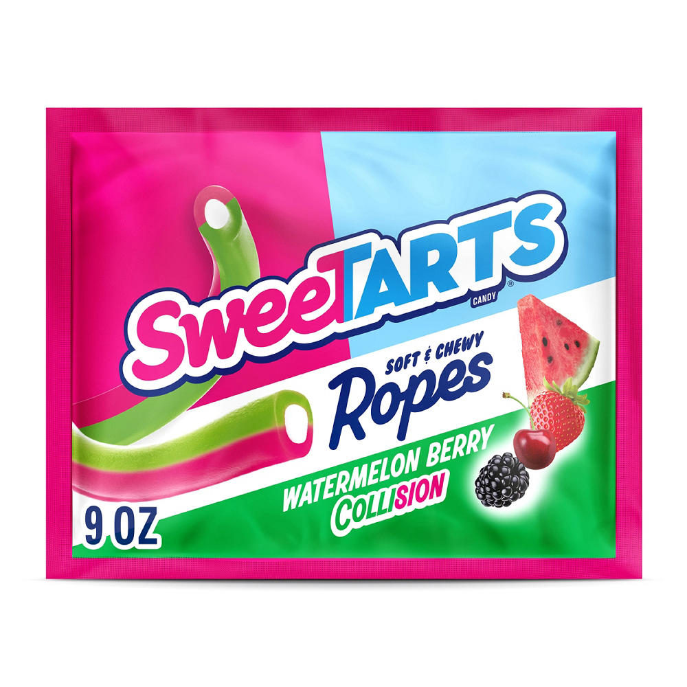 SweeTARTS Watermelon Berry Collision Ropes Candy, 9 oz